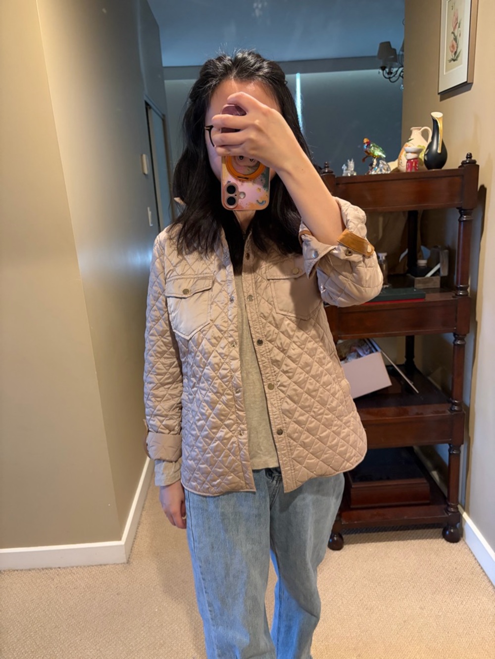 Massimo Dutti Quilted Beige Puffer Jacket